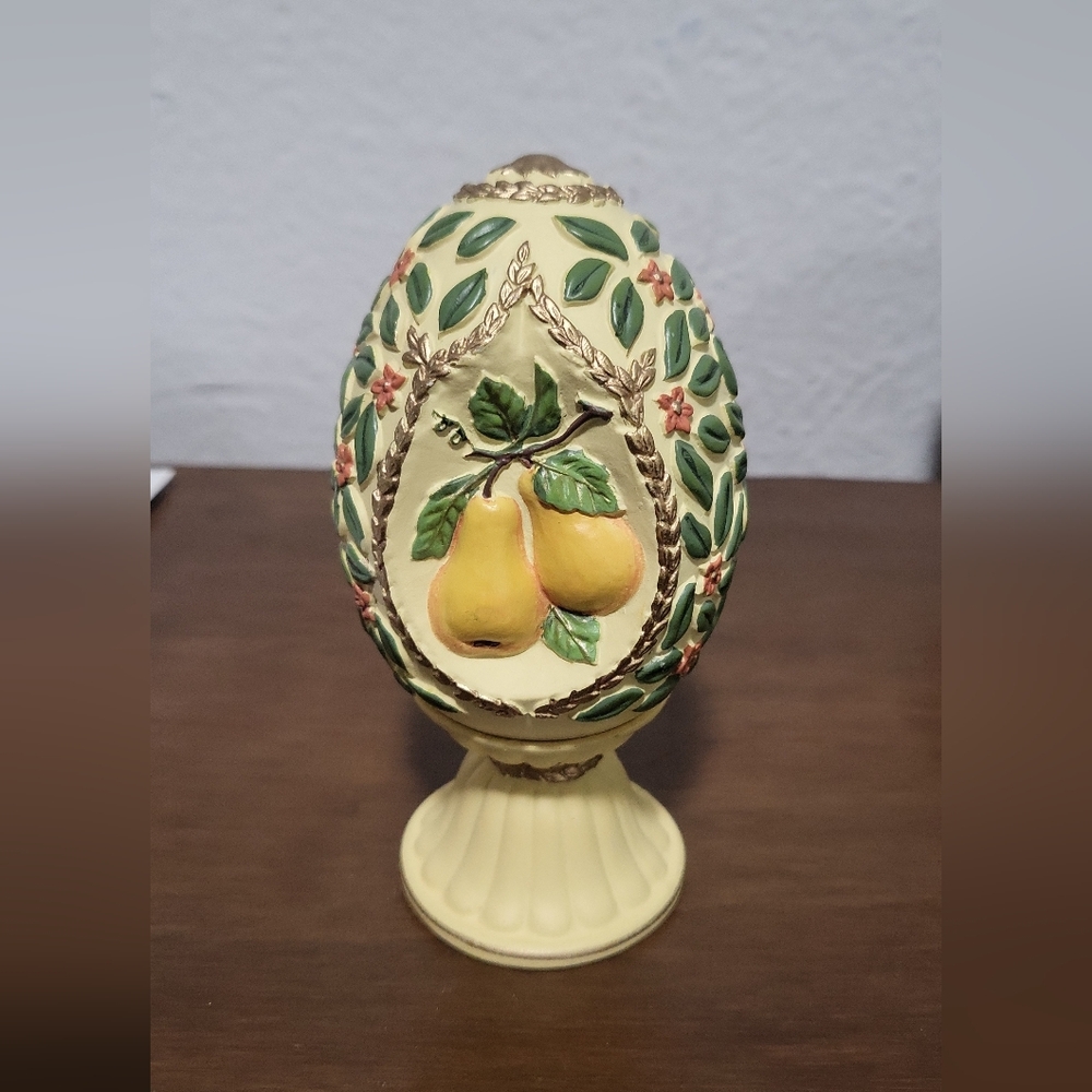 Avon Fruit Harvest Egg (1994) Yellow Pear Motif Decorative
